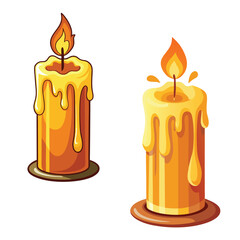 A lit candle. Wax candle Vector illustration
