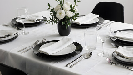 A Sophisticated and Minimalist Monochrome New Year's Dinner Table