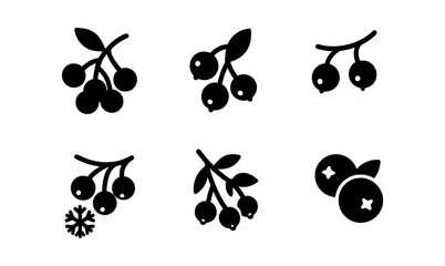 Fototapeta premium Berry icon set in minimalistic silhouette style for food and nature themes