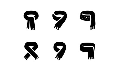 Minimalist scarf icons set for fashion design and winter styling