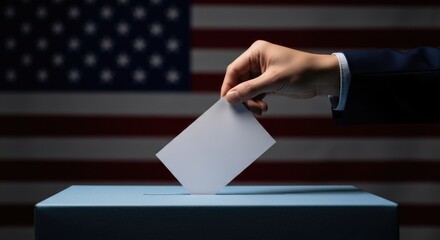 The Power of Your Vote Participate in Democracy with the USA Flag at the background and Voting Box Illustration