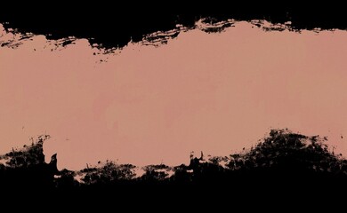 Obraz premium Brown watercolor ink paint splash black background abstract texture artistic brush grunge colorful for business flyer template