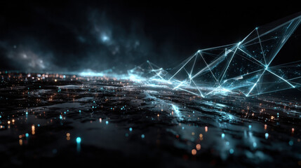 Blue geometric abstract technology background, blue technology light concept illustration