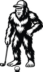 Bigfoot Golfer | Sasquatch Golf Club Silhouette | Funny Golfer Big Foot Design