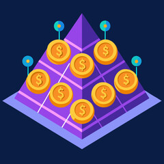 Abstract Pyramid Made of Gold Coins Representing Financial Growth