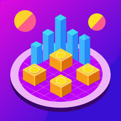 Isometric Crypto Chart Showing Digital Finance Trends