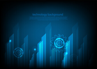 Blue circle and line technology abstract technology innovation concept vector background and glowing light