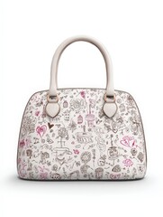 Luxury white leather purse with colorful floral embroidery decoration, designer handbag vibrant flower pattern for fashion accessory women style shopping and product photography isolated background

