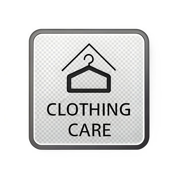 Clothing care icon with a hanger and roof symbol, representing laundry service or dry cleaning, isolated on transparent background