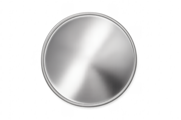 Metal circle button silver shiny reflecting light