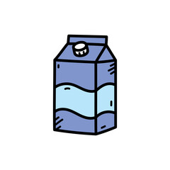 Isolated Blue Carton Box with Light Blue Label and Cap on Transparent Backdrop