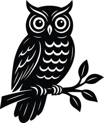 Owl | Owl Clipart | Owl sitting on tree branch Silhouette