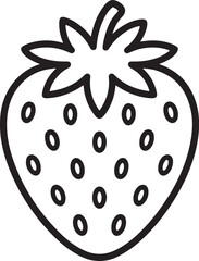 Strawberry on Leaf Line Drawing – Botanical Fruit Outline Vector