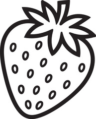 Strawberry Line Art – Simple Fruit Outline Vector Illustration