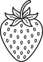 Strawberry Line Art – Simple Fruit Outline Vector Illustration