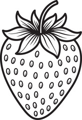 Strawberry Line Art – Simple Fruit Outline Vector Illustration
