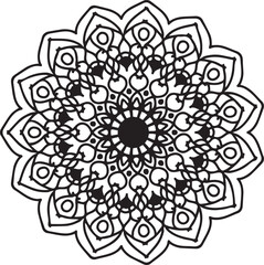 Intricate, highly detailed, elegant, symmetrical mandala, black and white, geometric
