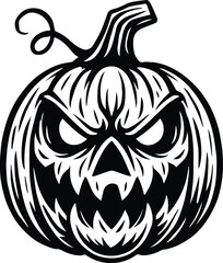 Halloween Pumpkin | Jack O Lantern Face Cut File | Angry Pumpkin Silhouette