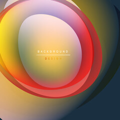 Abstract layers create vibrant circular design. Colors blend, forming smooth gradients. Modern aesthetic, suitable for backgrounds.