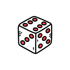 Isolated White Dice with Red Spots on Transparent Background Detailed Illustration