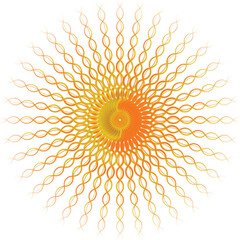 Abstract Sunburst or Mandala with Gradient Wavy Lines