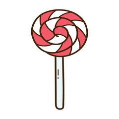 Isolated Red and White Swirl Lollipop Candy on a Stick with Transparent Background Sweet Treat Confection for Food Design and Children Illustration