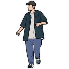 Fashion Character Vector Illustration with Modern Outfit and Accessories