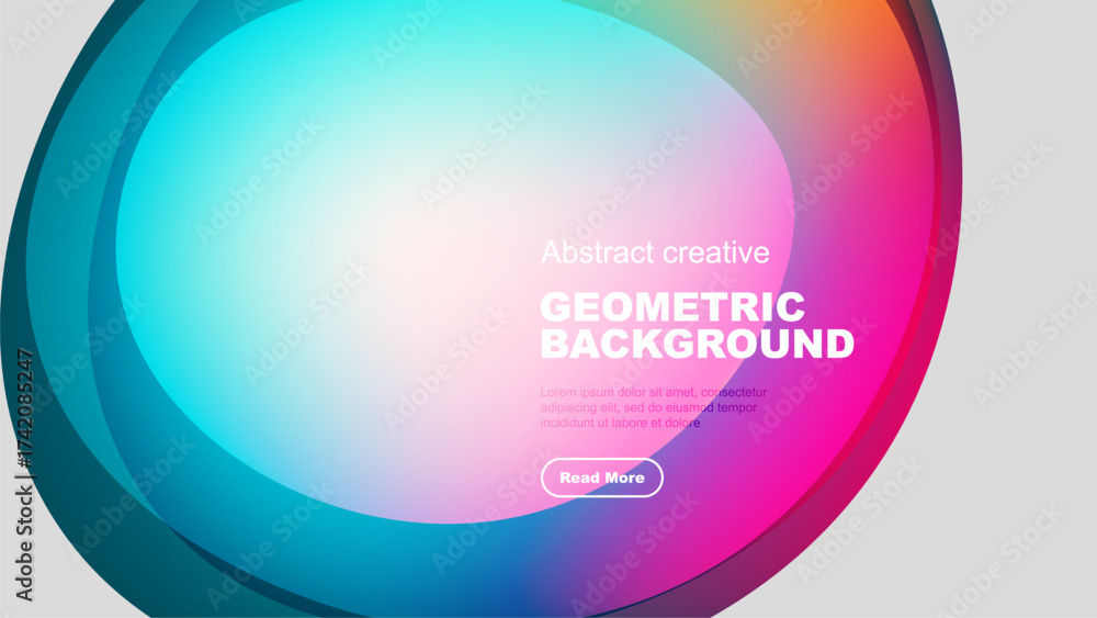 Wall mural abstract circles overlap, creating vibrant color gradients. text reads geometric background, with bu