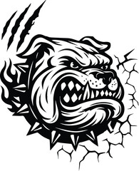 Bulldog | Aggressive Dog Head Silhouette | Breakthrough Sports Mascot Vector