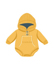 vector illustration yellow baby bodysuit with hood