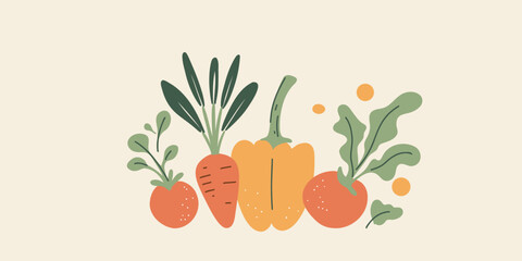 vector illustration set of organic vegetables