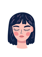 vector illustration woman portrait with closed eyes