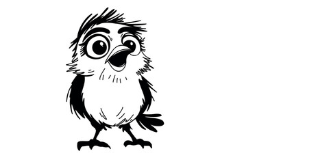 vector illustration playful hand drawn chick,  copy space