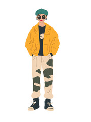 vector illustration fashionable young woman in stylish clothes