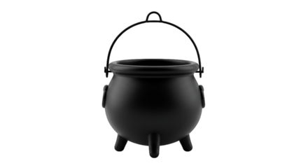 Shiny Black Cauldron with Handle and Three Legs for Halloween