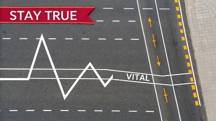 Aerial view of highway road zigzag pattern with arrows