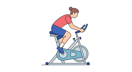 Woman exercising on a stationary bike with a fitness tracker