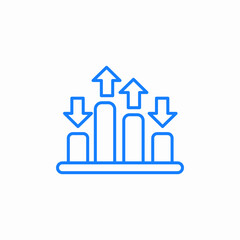 fluctuation graph blue icon sign vector