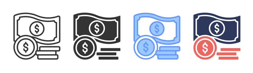 Expense icon set multiple style collection