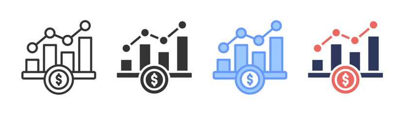 Profit icon set multiple style collection