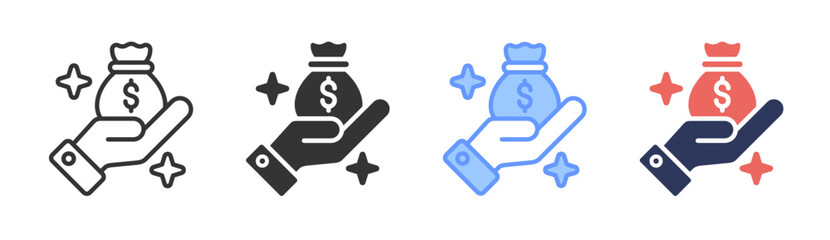 Capital icon set multiple style collection