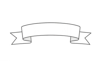 Blank white ribbon banner vector art presenting a scroll design element isolated on transparent background