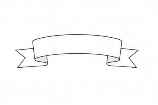 Blank white ribbon banner vector art presenting a scroll design element isolated on transparent background