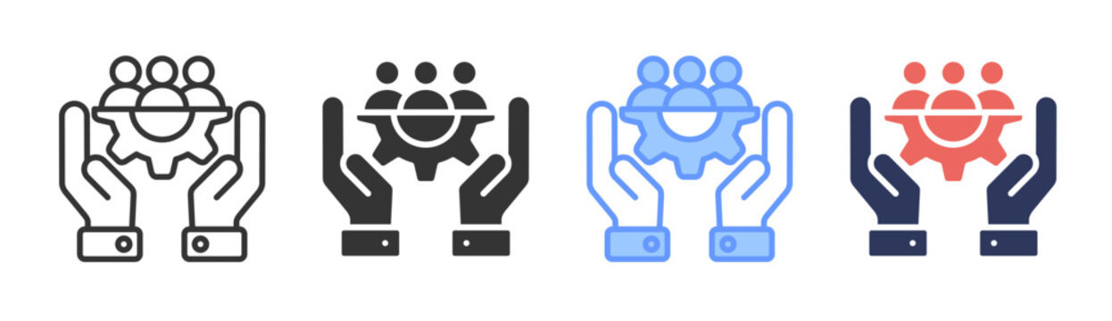 Management icon set multiple style collection