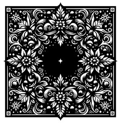 Fototapeta premium Square shaped Floral Frame vector image illustration