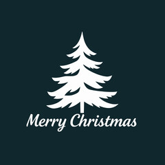 Fototapeta premium White Christmas tree icon with 