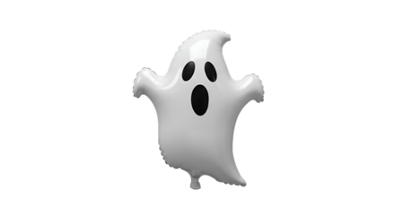 White Ghost Foil Balloon with Black Eyes and Mouth for Halloween Celebration