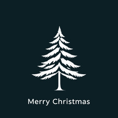 Fototapeta premium A stylized white Christmas tree silhouette with 