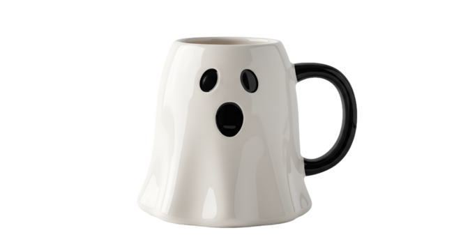 Spooky Ghost shaped Ceramic Mug with Black Handle