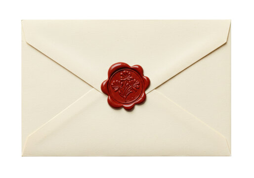 Sealed envelope isolated PNG on transparent background, vintage letter with wax seal for correspondence - Powered by Adobe